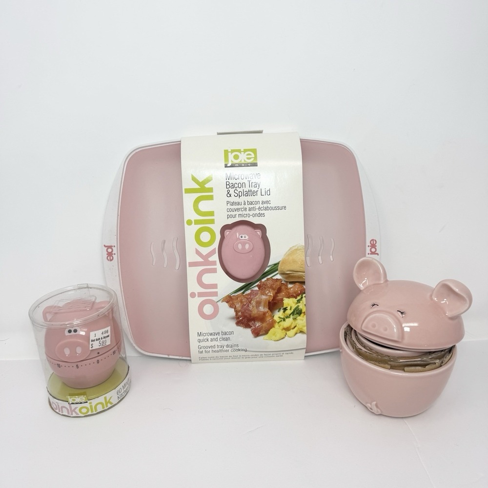 Pig Themed Kitchenware Joie Oink Microwave Bacon Tray Timer Nested Measuring Cup